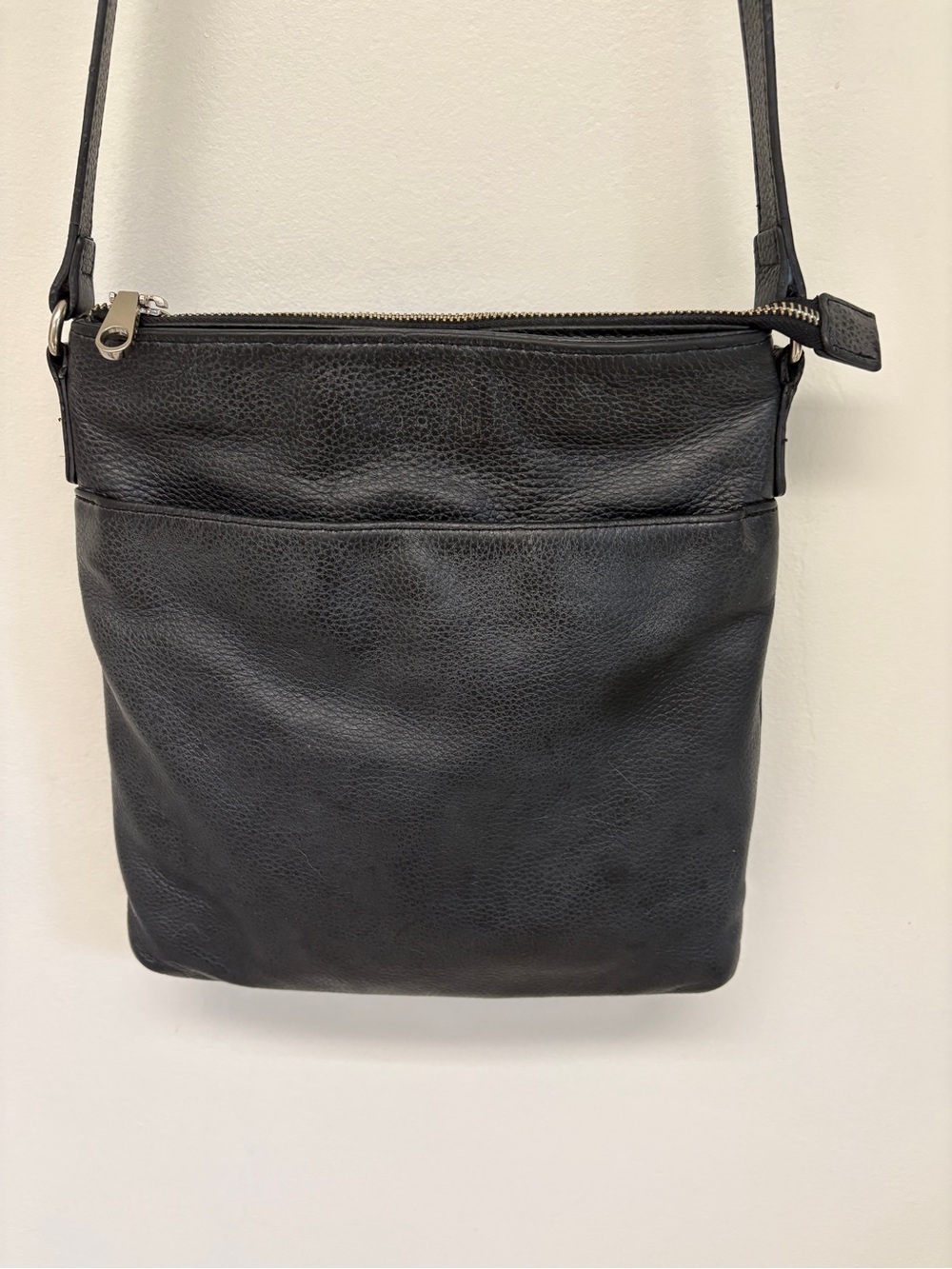 Bugatti Black Pebbled Leather Crossbody Bag